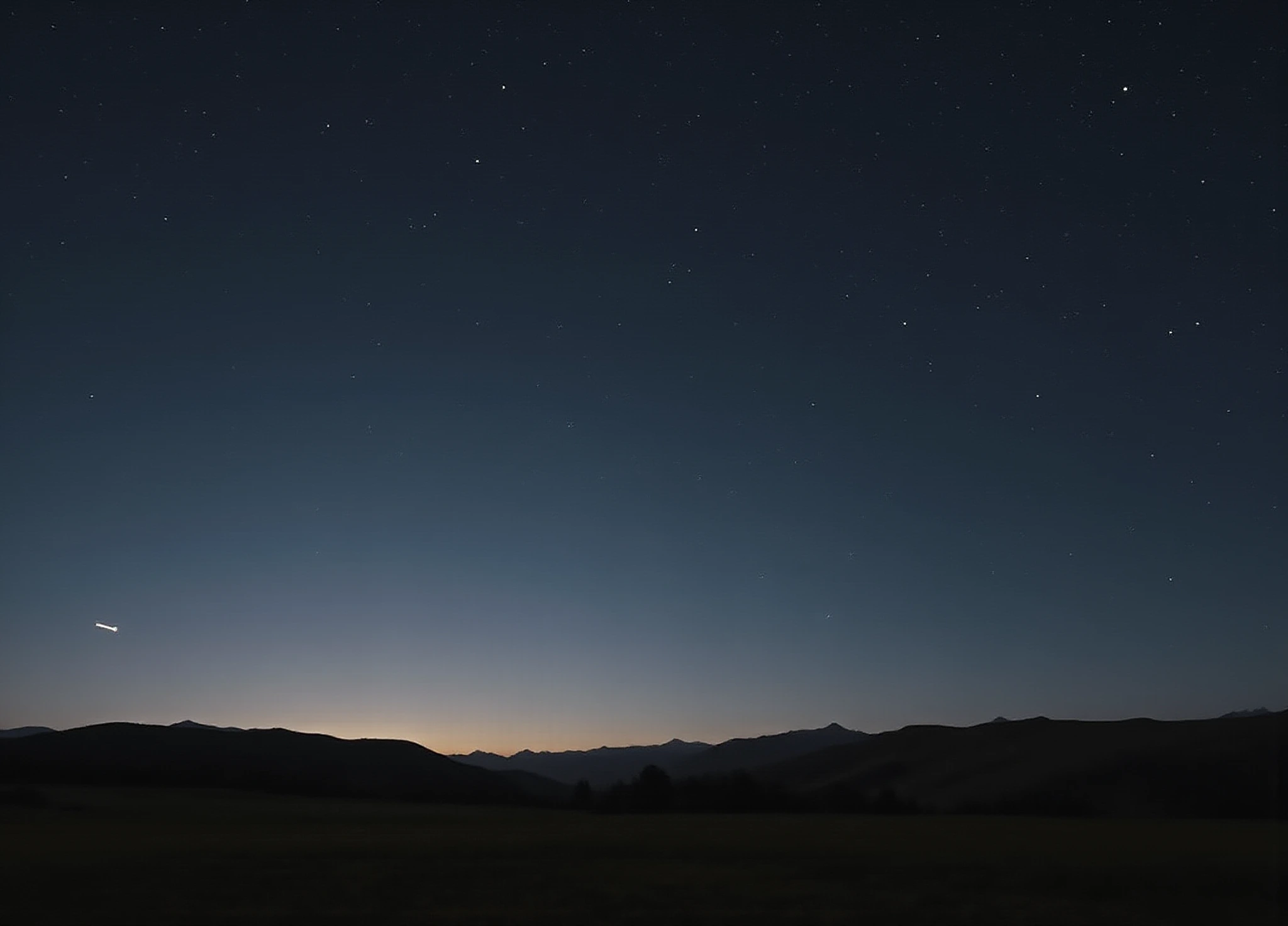 Illustrative stargazing scene and night horizon