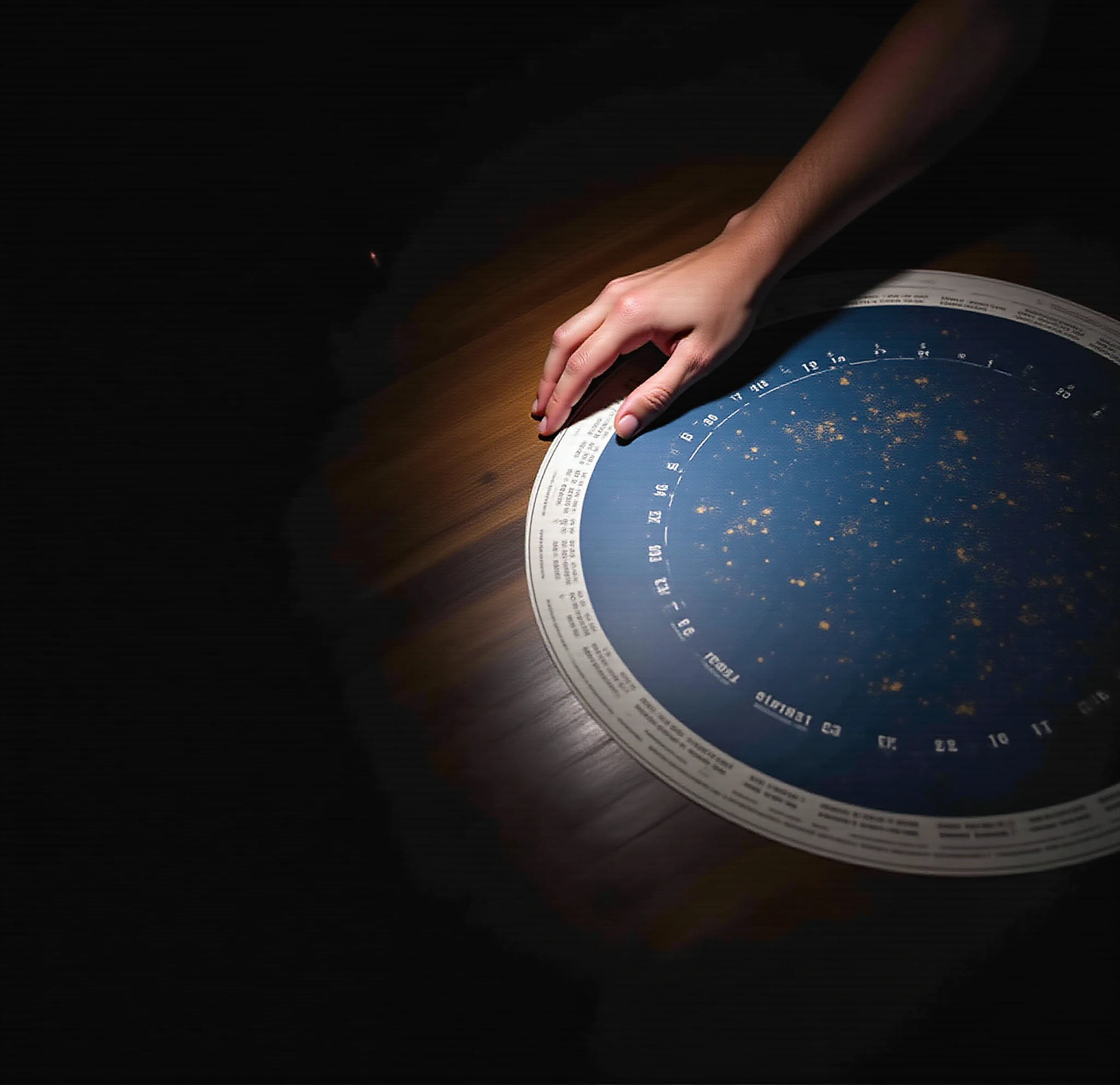 Illustrative star-chart craft and reading scene